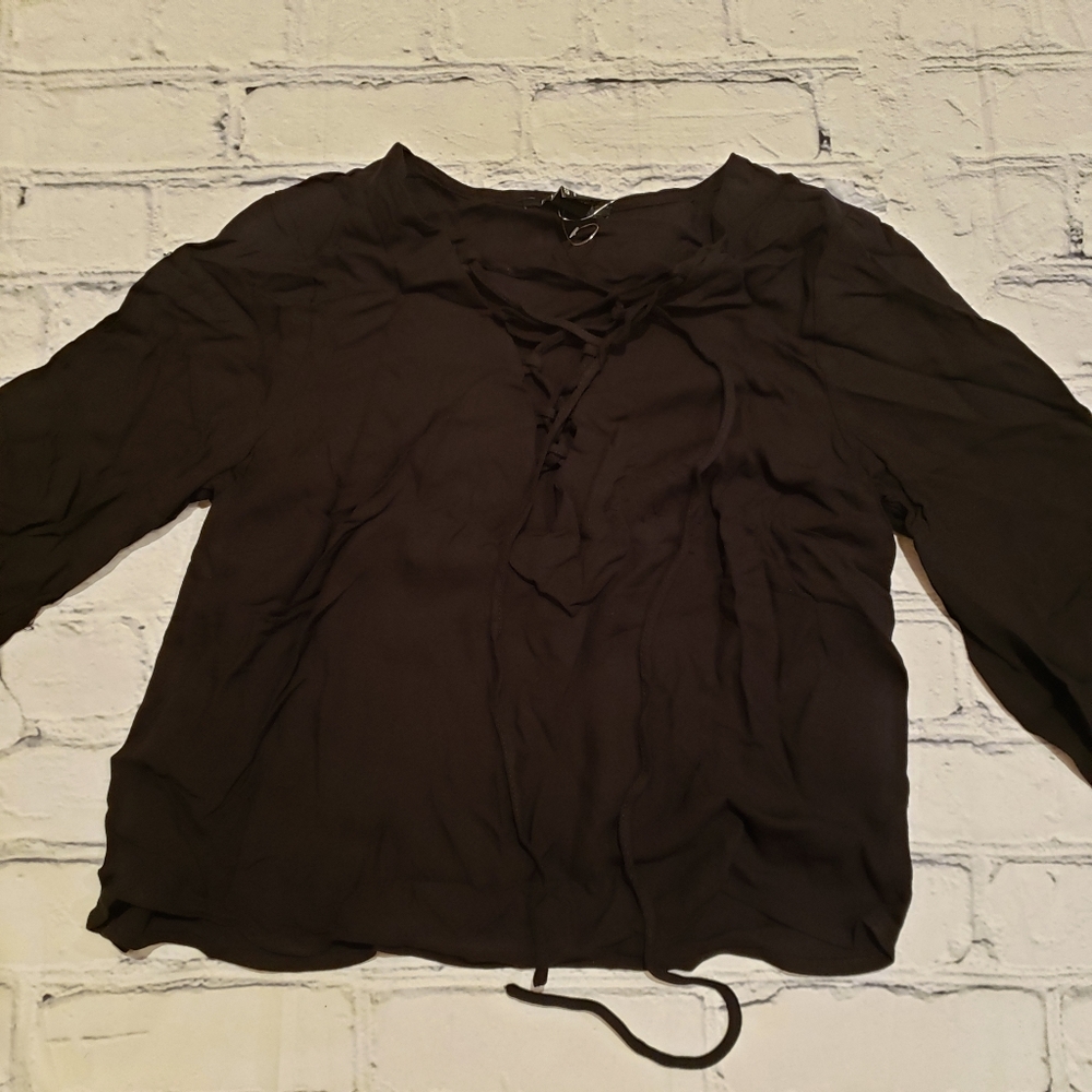 NWT Lace-up V-neck Blouse